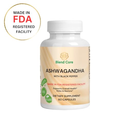 Ashwagandha with Black Pepper Ashwagandha Supplements – 60 Count Pure Ashwagandha Capsules for Immune Support, Energy Boost – Non-GMO Vegan Friendly Ashwagandha Complex