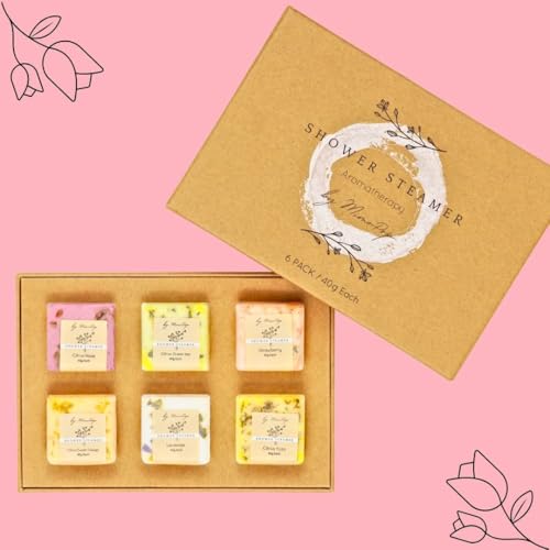 Premium European Organic Shower Steamer Set Aromatherapy Essential Oil Infused, 6 Cubes, Assorted Scents, Stress Relief, Spa Gifts for Women, Shower Bombs. Relaxation