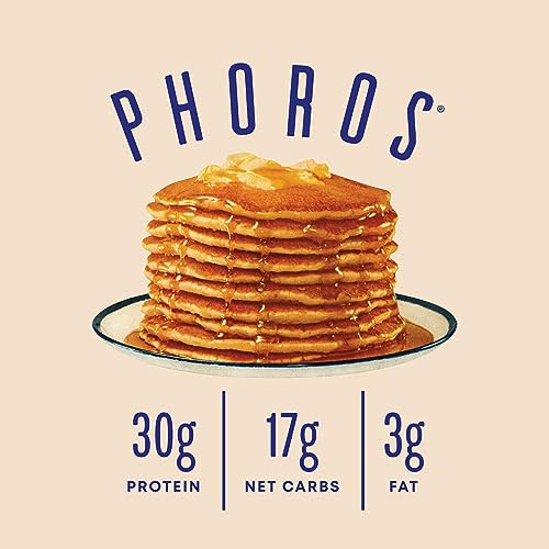 Protein Pancake Mix & Protein Waffle Mix by Phoros Nutrition, 30g of Protein, Low Carb, High Protein, Keto-Friendly, Whey Protein, Whole Grain Oats, Whole Wheat Pancakes, Just Add Water (Cinnamon)