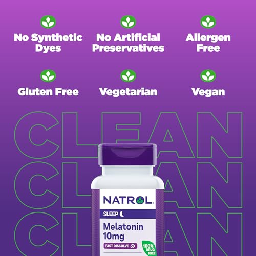 Natrol Fast Dissolve Melatonin 10 mg, Dietary Supplement for Restful Sleep, Fast-Dissolve Tablets for Adults, 200 Strawberry-Flavored Melatonin Tablets, 200 Day Supply