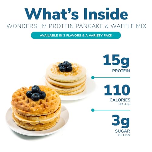 Wonderslim Protein Pancake & Waffle Mix, Variety Pack, Low Sugar & Low Calorie (7ct)