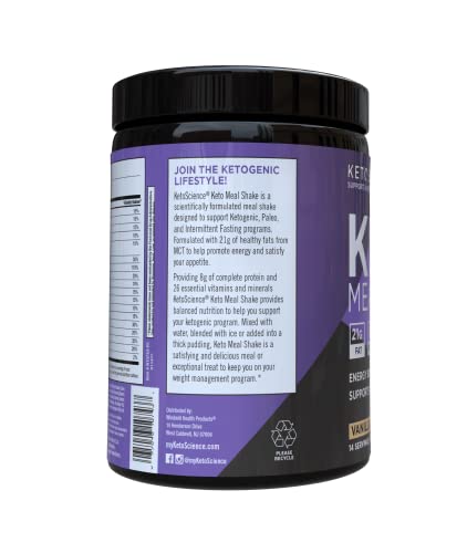 Keto Science Ketogenic Meal Shake Vanilla Dietary Supplement, Rich in MCTs and Protein, Paleo Friendly, Weight Loss, 14 servings, 20.7 oz Packaging May Vary