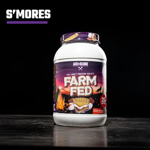 Axe & Sledge Supplements Farm Fed Grass-Fed Whey Protein Isolate, Digestive Enzymes (S'Mores)