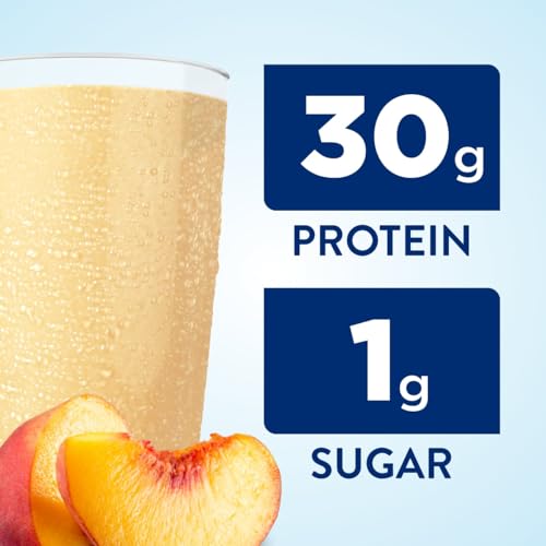 Ensure Max Protein Nutrition Shake Liquid, with 30g of Protein, 1g of Sugar, High Protein Shake, Creamy Peach, 11 fl oz - Pack of 12