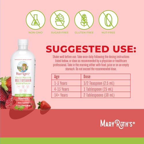 MaryRuth Organics Multivitamin Multimineral for Women Men & Kids | No Added Sugar | Vegan Liquid Vitamins for Adults & Kids | Mens, Womens Multivitamin | Energy & Beauty Booster | Non-GMO | 32 Fl Oz