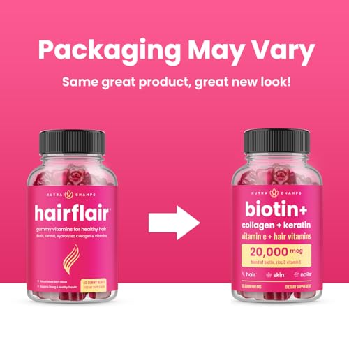 NutraChamps Hair Skin & Nails Gummies | Biotin with Collagen & Keratin | 5000mcg Biotin Beauty Complex | Vitamin Supplement for Women & Men | Berry | Healthy Hair, Radiant Skin & Strong Nails