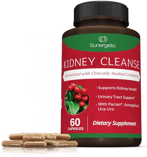 Premium Kidney Cleanse Supplement – Powerful Kidney Support Formula with Cranberry Extract Helps Support Healthy Kidneys & Urinary Tract Support– 60 Vegetarian Capsules