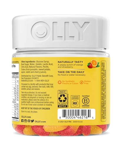 OLLY Kids Multivitamin Gummy Worms, Overall Health and Immune Support, Vitamins and Minerals A, C, D, E, Bs and Zinc, Chewable Supplement, Sour Fruit Punch, 45 Day Supply (70 Count)