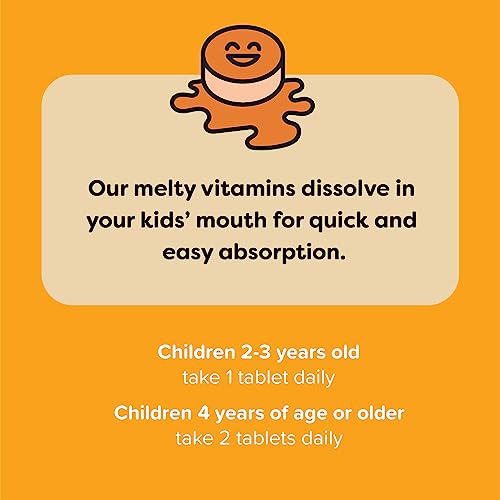 Renzo's Invincible Vitamin C for Kids with Elderberry & Zinc - Dissolvable Kids Vitamins for Immune Support - 60 Orange-Flavored Melty Tabs