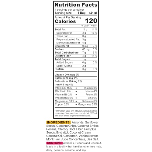 TGB Cinnamon Granola Bites, Keto Snack, No Added Sugar, Gluten Free, Good Source of Fiber, 0.85oz Bag (Pack of 6)