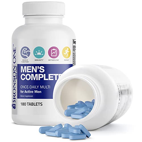 Bronson ONE Daily Men’s Complete Multivitamin Multimineral Once-Daily Multi for Active Men, 180 Tablets