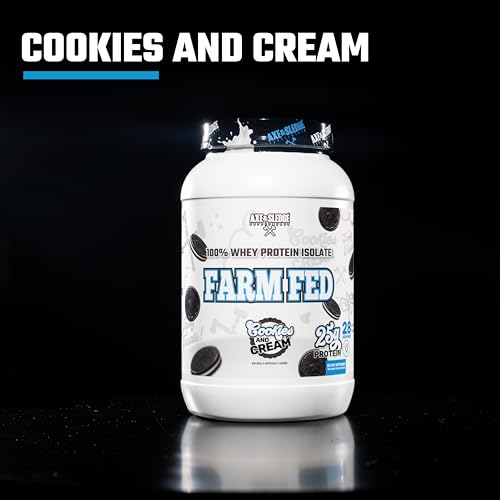 Axe & Sledge Supplements Farm Fed Grass-Fed Whey Protein Isolate, Digestive Enzymes (Cookies & Cream V2)