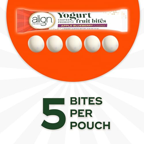 Align Probiotic, Yogurt Coated Probiotic Fruit Bites, Added Probiotic Helps Support Digestive Health, 21 Pouches, 105 Bites