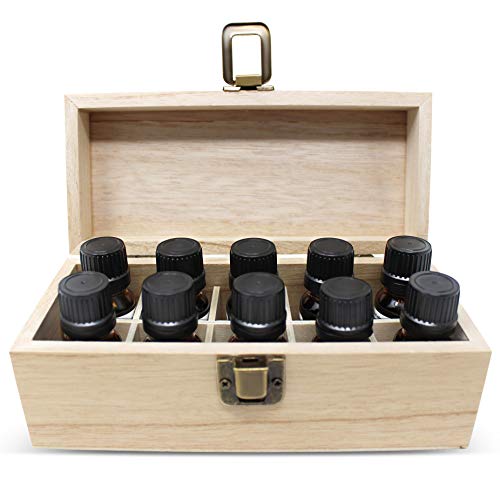 PURA D'OR Organic Perfect10 Essential Oils Set - 10x 10mL Wood Box Aromatherapy Gift Set - 100% Pure Therapeutic Grade for Relaxation and Wellness (Lavender, Peppermint, Eucalyptus, Tea Tree & More)