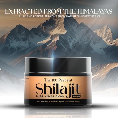 Pure Himalayan Shilajit for Men & Women 600mg, 50 Servings - Gold Grade, Lab Test Included, Maximum Potency Fulvic Acid with 85+ Trace Minerals Extracted from Highest Altitude