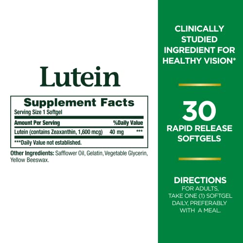 Nature's Bounty Lutein Pills, Eye Health Supplements and Vitamins, Support Vision Health, 40 mg, 30 Softgels