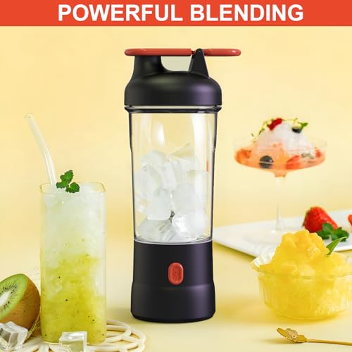 Portable Blender, 25oz Personal Blender for Smoothies and Shakes with 6 Blades, USB C Rechargeable Mini Personal Size Blenders,Fruit Juice Mixer for Home/Office/Travel/Gym (Black)