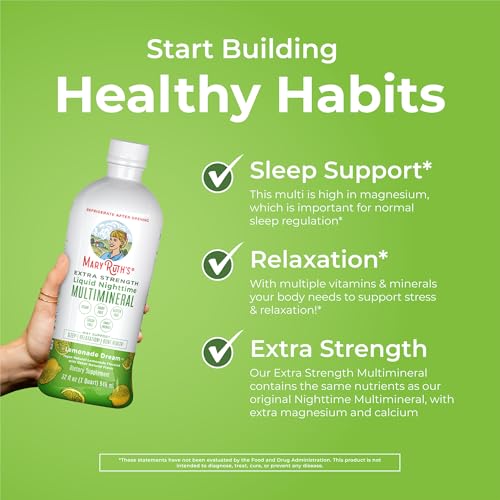 Extra Strength Nighttime Liquid Multimineral Sleep Supplement | Sugar Free | Calm Magnesium Citrate Sleep | NO Melatonin | Calcium Magnesium Zinc | Available in 4 Flavors | Vegan | 32 Servings