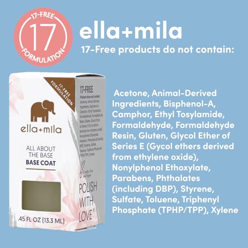 ella+mila "All About the Base - Coat Nail Polish - Long-lasting Ridge Filler Base Coat - Nail Care that Helps Smooth & Fill Natural Nails (0.45 fl oz)
