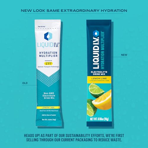 Liquid I.V.® Hydration Multiplier - Lemon Lime - Hydration Powder Packets | Electrolyte Drink Mix | Single-Serving Stick | Non-GMO | 1 Pack (16 Servings)