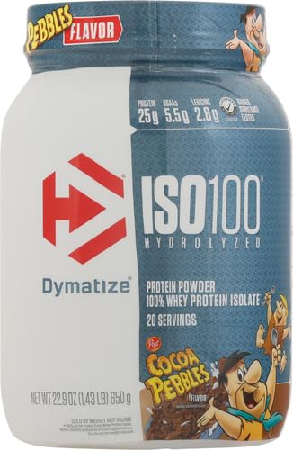 Dymatize ISO100 Hydrolyzed Protein Powder, 100% Whey Isolate Protein, 25g of Protein, 5.5g BCAAs, Gluten Free, Fast Absorbing, Easy Digesting, Cocoa Pebbles, 20 Servings