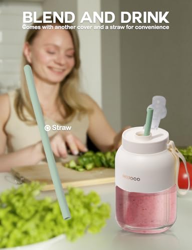 Mojoco Portable Smoothie Blender - 24oz Personal Blender for Shakes and Smoothies - Cordless Juice Blender with Stainless Steel Blade - Food Grade Rechargeable Travel Blender for Kitchen, Office, Gym