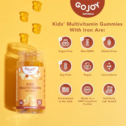 Kids Multivitamin Gummies with Iron - Chewable Sugar Free Kids Multivitamin Gummy Vitamins - for Toddlers & Children 3 & Up