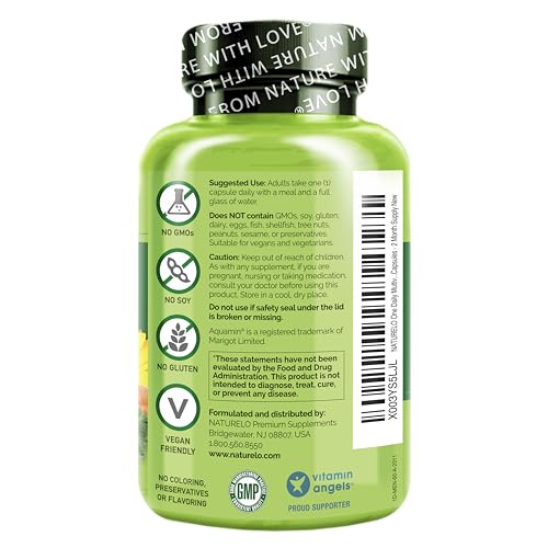 NATURELO One Daily Multivitamin for Men - with Vitamins & Minerals + Organic Whole Foods - Supplement to Boost Energy, General Health - Non-GMO - 60 Capsules - 2 Month Supply