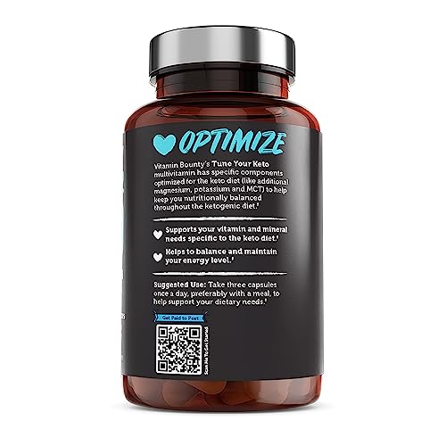 Vitamin Bounty Tune Your Keto Multivitamin – Keto-Specific Nutritional Support with Magnesium, Potassium, and MCT for Energy, Cramp Relief, and Nutrient Optimization - 90 Capsules