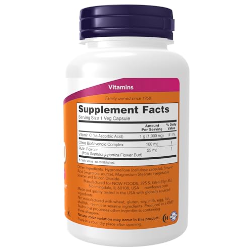 NOW Supplements, Vitamin C-1,000 with 100 mg of Bioflavonoids, Antioxidant protection*, 100 Veg Capsules