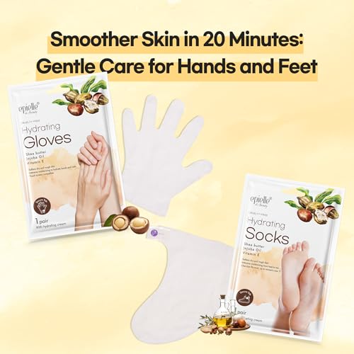 Epielle Hydrating Foot Masks, Pack of 6 Socks, For Cracked Feet, Dry Heels, Toes & Calluses, Shea Butter, Jojoba Oil, Vitamin E, Korean Skincare Easter Gift