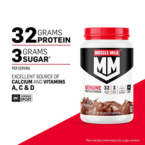 Muscle Milk Genuine Protein Powder, Strawberries 'N Crème, 32g Protein, 4.94 Pound