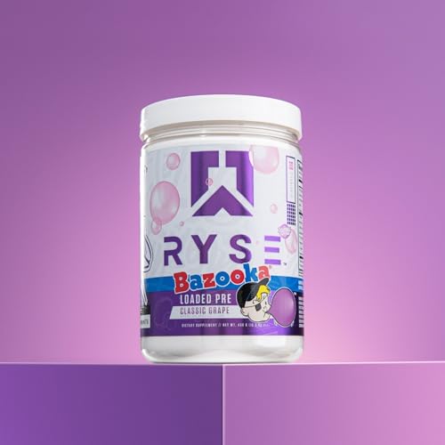 Ryse Loaded Pre Workout Powder Supplement for Men & Women | Pumps, Energy, Focus | Beta Alanine + Citrulline | 390mg Caffeine | 30 Servings (Bazooka Grape)