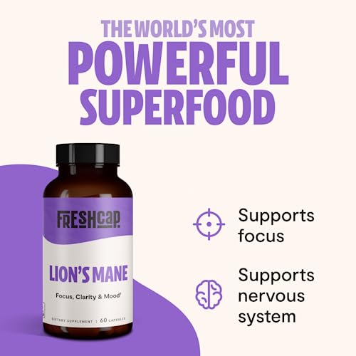 FreshCap Lions Mane Supplement Capsules - Mushrooms for Memory & Immunity (60ct)