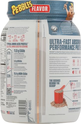 Dymatize ISO100 Hydrolyzed Protein Powder, 100% Whey Isolate Protein, 25g of Protein, 5.5g BCAAs, Gluten Free, Fast Absorbing, Easy Digesting, Cocoa Pebbles, 20 Servings