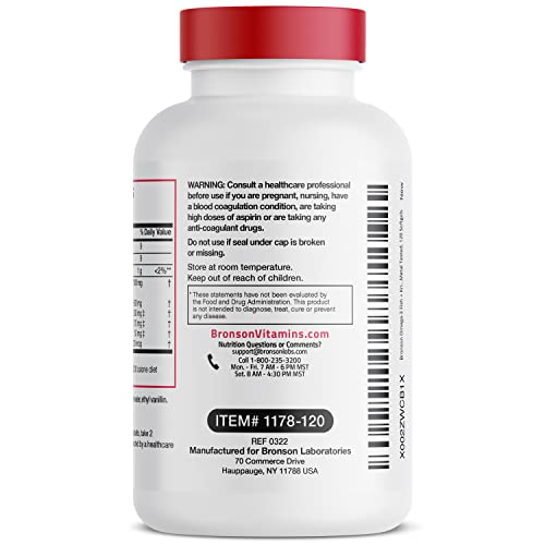 Bronson Omega-3 Fish + Krill Oil 1000 MG EPA DHA Astaxanthin Premium Blend - Joint, Brain & Eye Health - Non GMO, Heavy Metal Tested, 120 Softgels