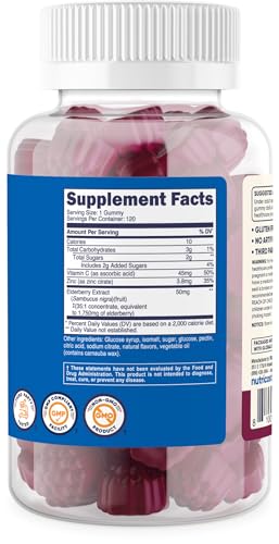 Nutricost Kids Elderberry Gummies (50mg) with Zinc & Vitamin C 120 Gummies - Gluten Free, No Corn Syrup