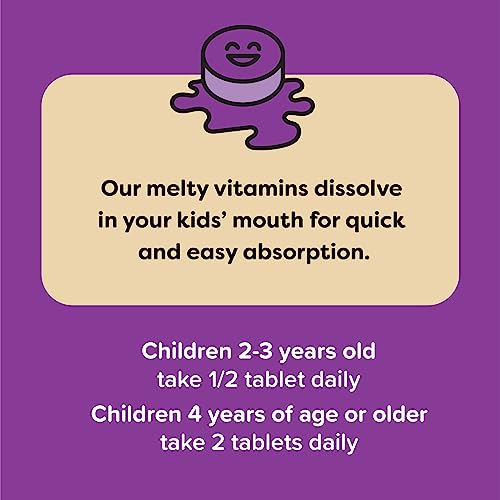 Renzo’s Picky Eater Kids Multivitamin with Iron - Dissolving Kids Vitamins with Vitamin D3 & K2 and More - 60 Sugar-Free Melty Tabs, Lil’ Green Apple Flavored