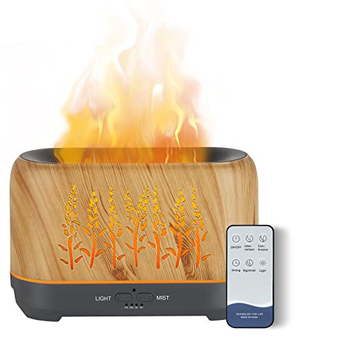 NEWYID Essential Oil Diffuser, 240ml Ultrasonic Flame Oil Diffuser, 3 Mist Mode 4 Timer Up to 12H of Continuous Aroma Waterless Auto-Off Diffusers for Essential Oils Home Room