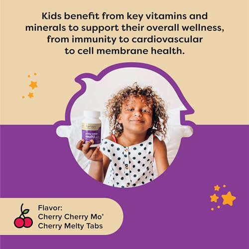 Renzo's Picky Eater Kids Multivitamin with Iron - Dissolving Kids Vitamins with Vitamin D3 & K2 and More - 60 Sugar-Free Melty Tabs, Cherry Cherry Mo’ Cherry Flavored