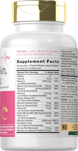 Carlyle Hair Skin and Nails Vitamin | 120 Softgels | Beauty Formula Supplement | with Biotin and Collagen | Non-GMO, Gluten Free