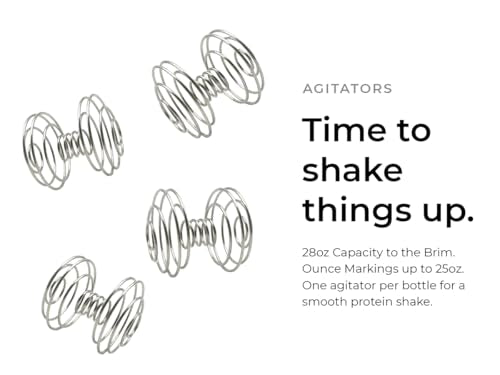 [4 Pack] 28oz Protein Shaker Bottle with Motivational Quotes (Black, White, Silver, Gold) |Shaker Cup with 4x Wire Mixers | Shaker for Protein Mixes Pack is BPA Free, Leak Proof and Dishwasher Safe