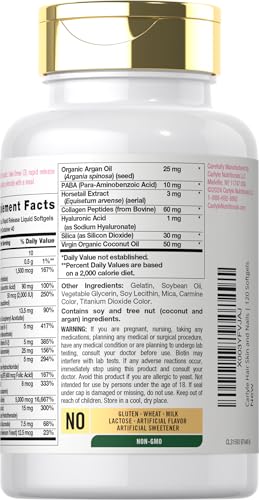 Carlyle Hair Skin and Nails Vitamin | 120 Softgels | Beauty Formula Supplement | with Biotin and Collagen | Non-GMO, Gluten Free