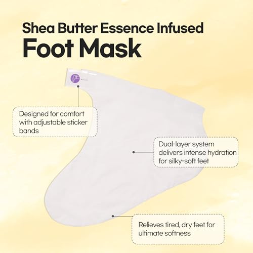 Epielle Hydrating Foot Masks, Pack of 6 Socks, For Cracked Feet, Dry Heels, Toes & Calluses, Shea Butter, Jojoba Oil, Vitamin E, Korean Skincare Easter Gift