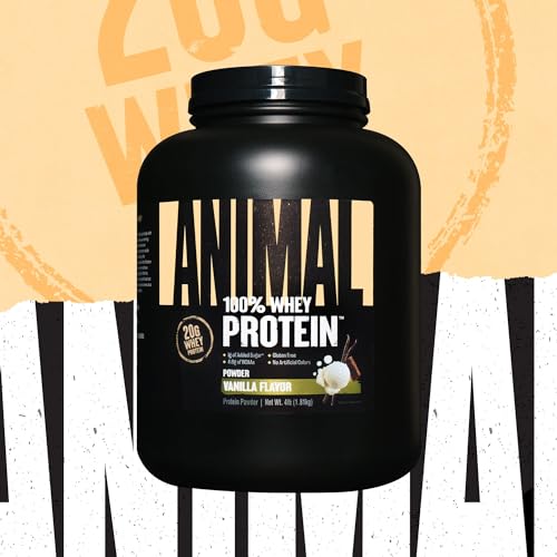 Animal 100% Whey Protein Powder – Whey Blend for Pre- or Post-Workout, Recovery or an Anytime Protein Boost– Low Sugar – Vanilla, 4 lb