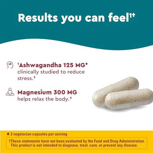 Nature Made Wellblends Calm & Relax, Ashwagandha 125mg, Magnesium 300 mg, 54 Vegetarian Capsules