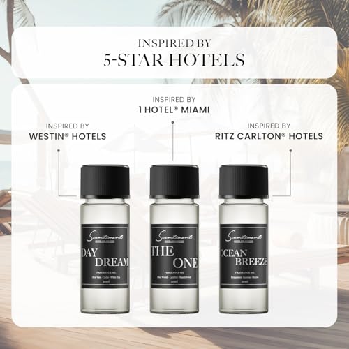 Hotel Diffuser Oil | Aromatherapy Fragrances Inspired by 5-Star Hotels | Luxurious Scents with Notes of Cardamom, Tuscan Leather, and Sandalwood (20ml, Top 3 Scents)