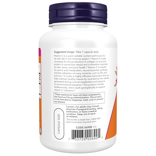 NOW Supplements, Vitamin C-1,000 with 100 mg of Bioflavonoids, Antioxidant protection*, 100 Veg Capsules