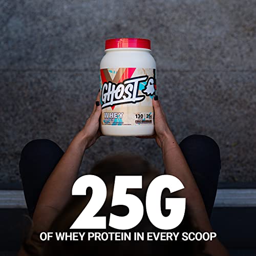 GHOST Whey Protein Powder, Milk Chocolate - 2LB Tub, 25G of Protein - Flavored Isolate, Concentrate & Hydrolyzed Whey Protein Blend - Post Workout Shakes - Soy & Gluten Free