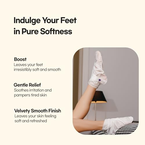 Epielle Hydrating Foot Masks, Pack of 6 Socks, For Cracked Feet, Dry Heels, Toes & Calluses, Shea Butter, Jojoba Oil, Vitamin E, Korean Skincare Easter Gift